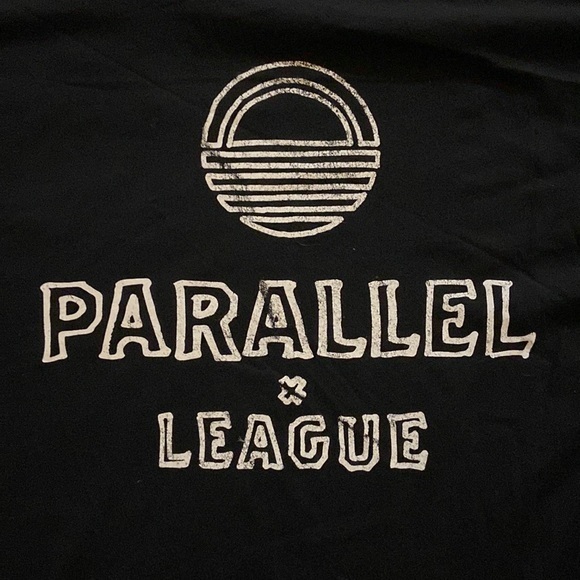 Parallel x League black and white REVERSE PRINT LOGO TEE NWT - Picture 2 of 4